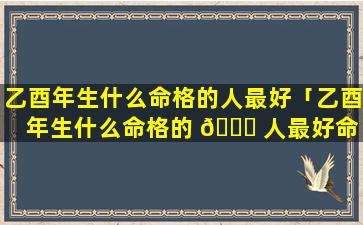 乙酉年生什么命格的人最好「乙酉年生什么命格的 💐 人最好命 🌷 运」